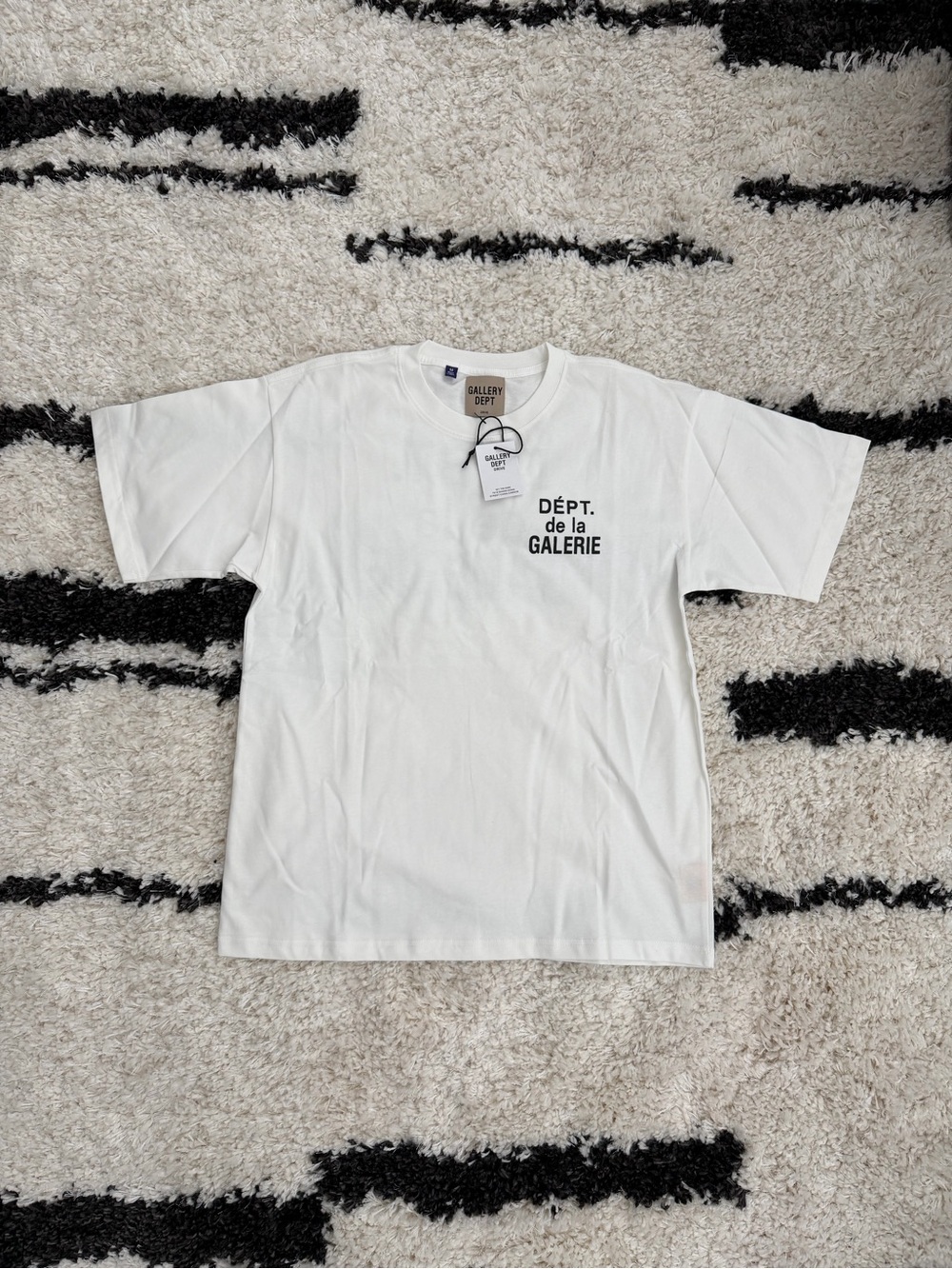 Gallery Dept White Short Sleeve Crewneck T-Shirt with Black Chest Graphic